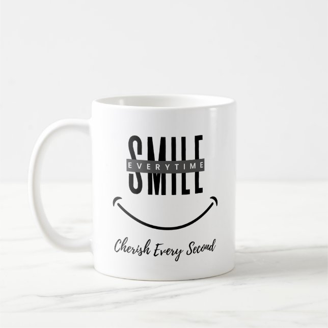 Mug con cita Sonreir cada vez - Apreciar cada segundo (Gauche)