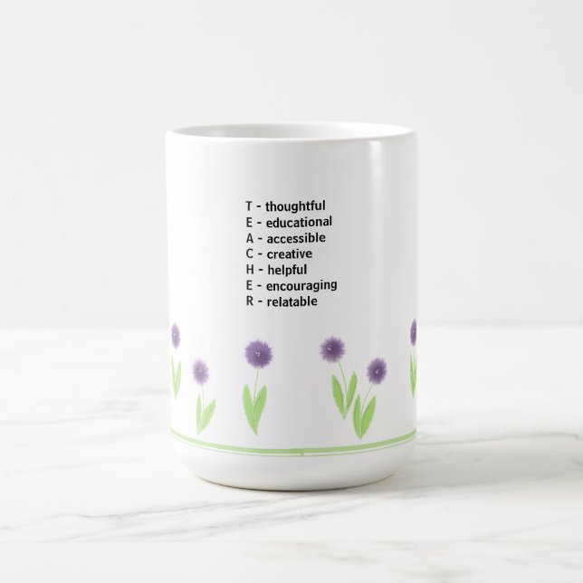 Mug Conception Acrostique de l'enseignant floral (Centre)
