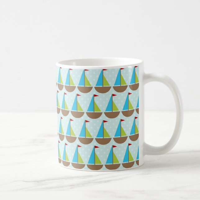 Mug Conception bleue mignonne de voilier pour des (Droite)