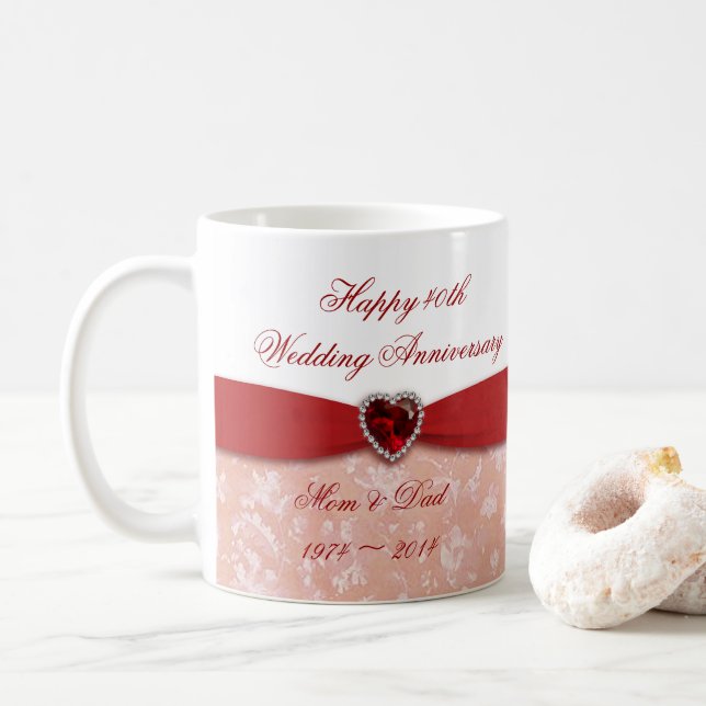 Mug Conception d'anniversaire de mariage de damassé (Avec donut)