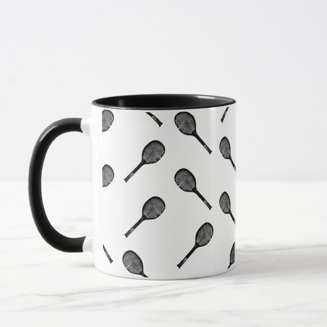 Mug Conception d'art de tennis d'antiquité de motif de (Gauche)