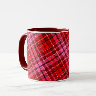 Mug Conception de carreaux Tartan Rouge Grenat Rose
