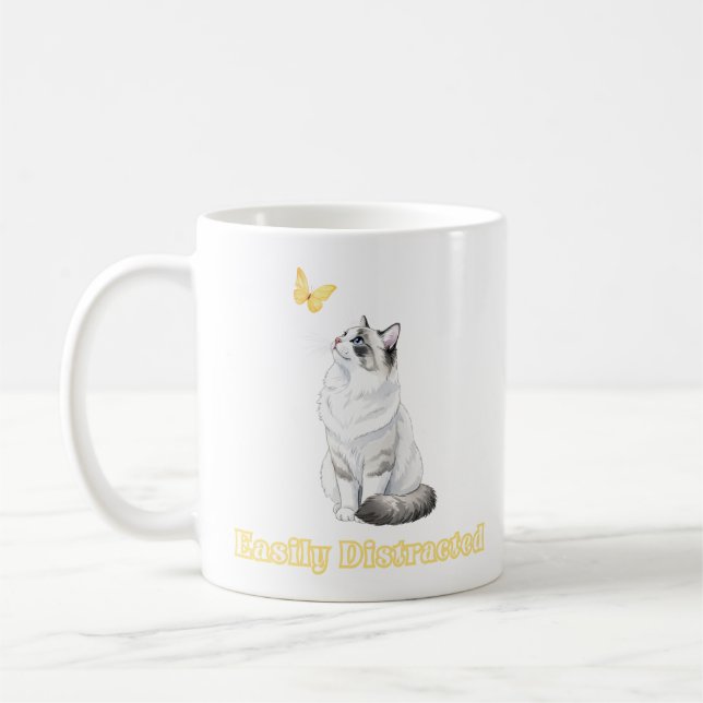 Mug Conception de chat mignon et papillon facilement d (Gauche)