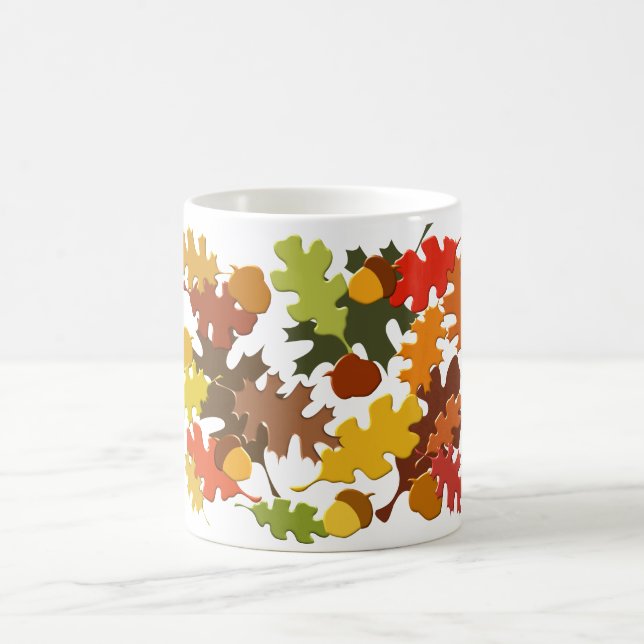 Mug Conception de chêne de feuille de saison d'automne (Centre)