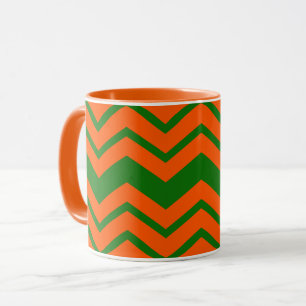 Mug Conception de chevron en zigzag vert orange