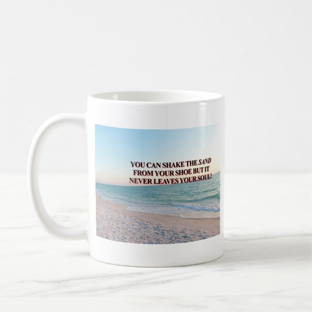 Mug Conception de citation de rivage de sable émouvant (Gauche)