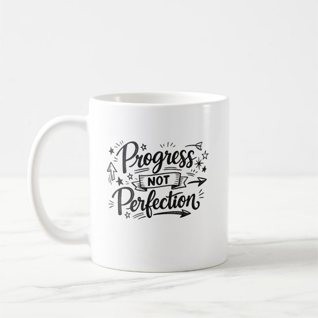 Mug Conception de citation motivationnelle de progrès  (Gauche)