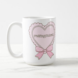Mug Conception de cœur pourri au lit Perles et ruban