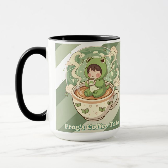 Mug Conception de conte de café de grenouille mignonne (Gauche)