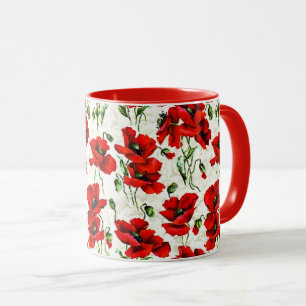 Mug Conception de coquelicot rouge