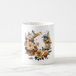 Mug Conception de couronne florale Cadre de cercle de