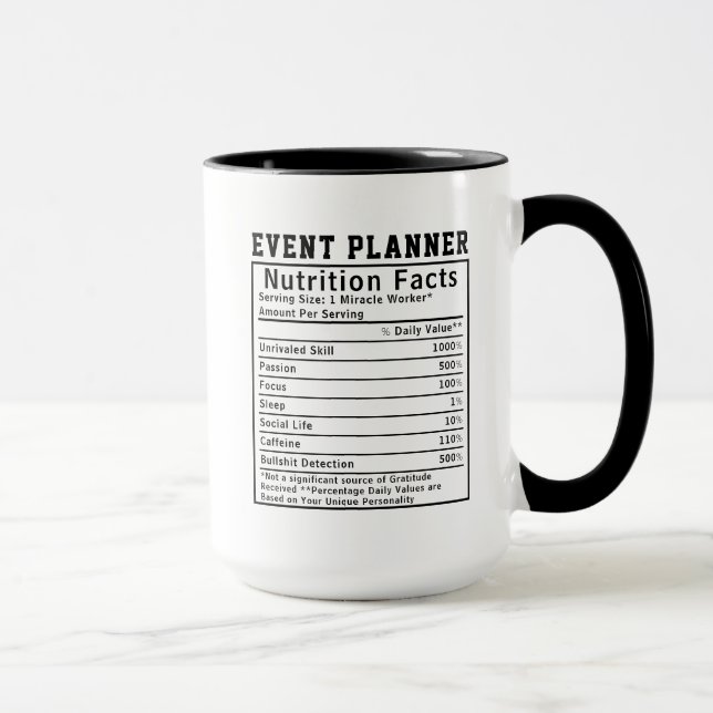 Mug Conception de fête de faits nutritionnels de plani (Droite)