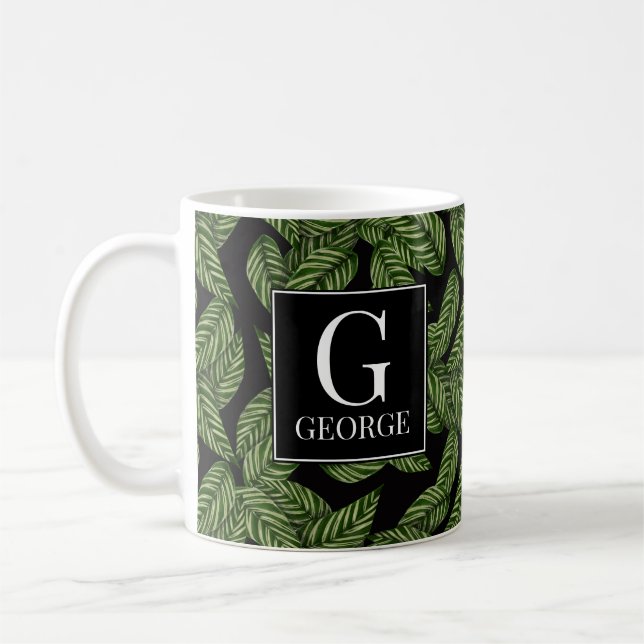 Mug Conception de feuille monogramme initial (Gauche)