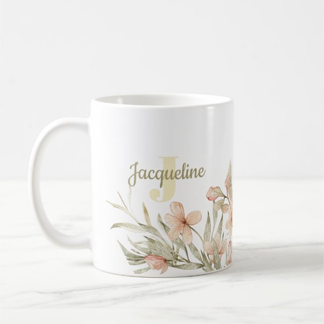 Mug Conception de fleurs pour bébé rose pastel avec mo (Gauche)