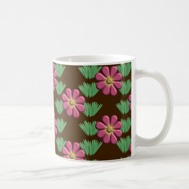 Mug Conception de fleurs roses incorporées (Droite)