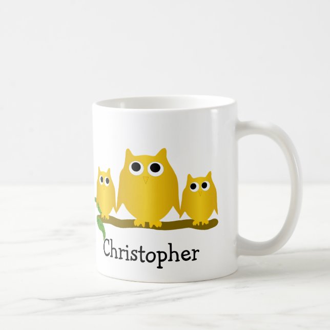 Mug Conception de hiboux en or personnalisés (Droite)