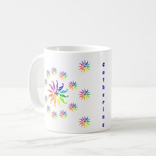 Mug - Conception de la roue couleur avec nom (Devant gauche)