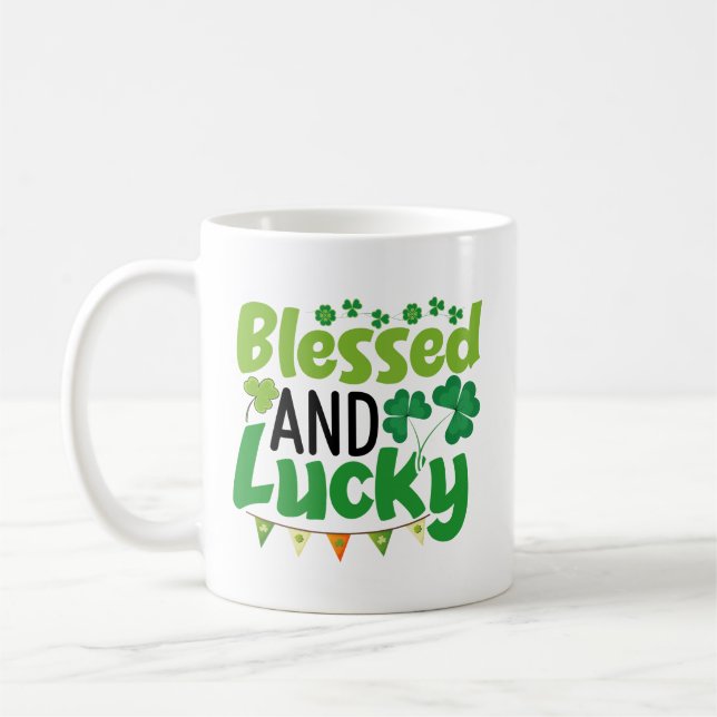 Mug Conception de la Saint-Patrick bénie et chanceuse- (Gauche)