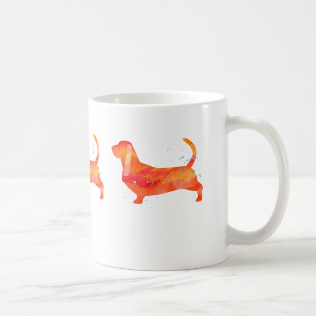 Mug Conception de l'aquarelle Basset Hound (Droite)