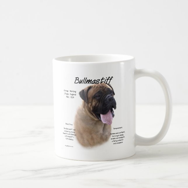 Mug Conception de l'historique Bullmastiff (fawn) (Droite)