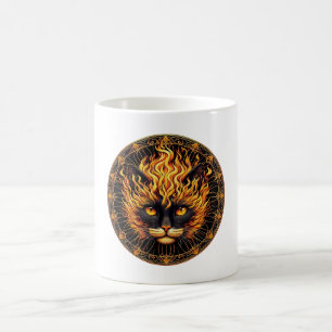 Mug Conception de Mandala de chat de feu mystique