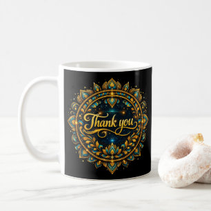 Mug Conception de mandala élégante dorée "Merci" avec