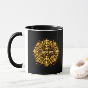 Mug Conception de mandala élégante dorée "Merci" avec 