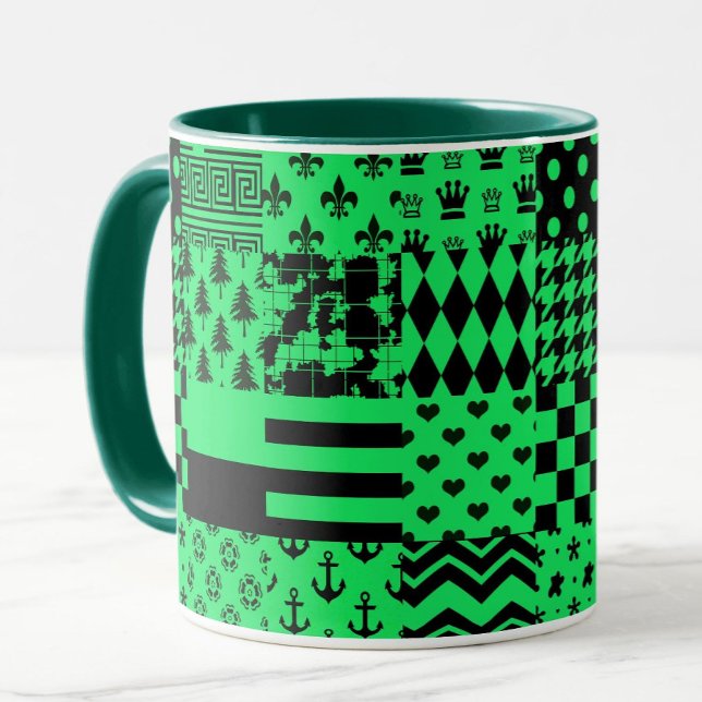 Mug Conception de maquette Motif mixte en noir vert (Créateur téléchargé)
