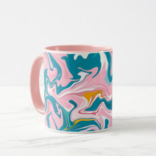 Mug Conception de marbre fluide avec rose et sarcelle