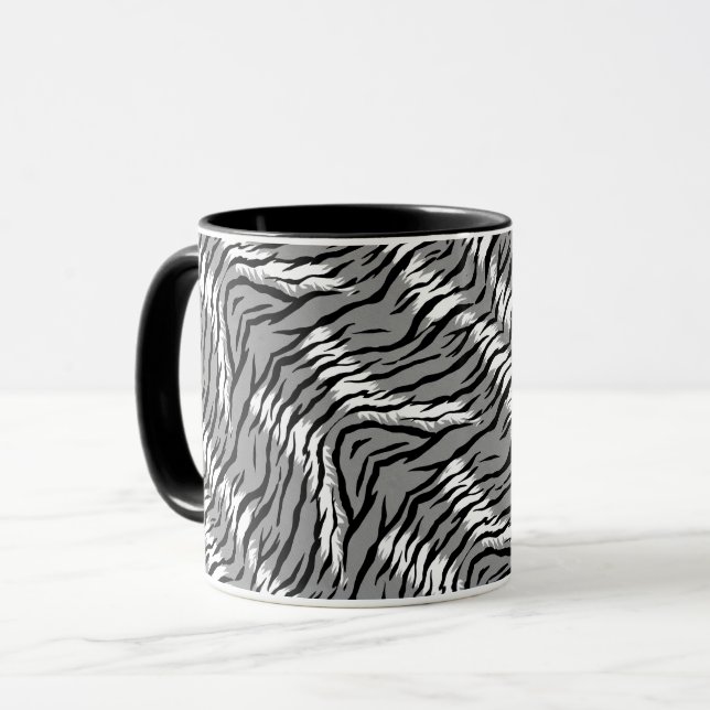 Mug Conception de motif de peau de tigre gris cendre (Devant gauche)