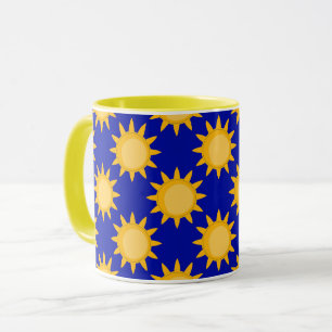 Mug Conception de motif de soleil sur fond bleu