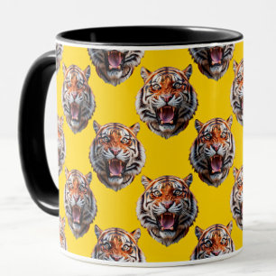 Mug Conception de motif de tête de tigre jaune