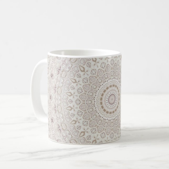Mug Conception de motif mandala beige et taupe (Devant gauche)