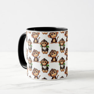 Mug Conception de motif singe blanc