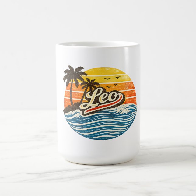 Mug Conception de nom Sunset Retro Leo (Centre)