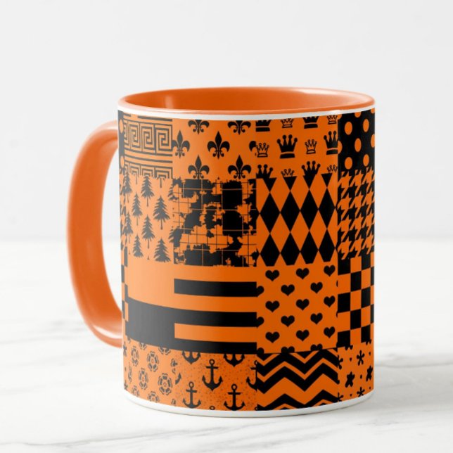 Mug Conception de Patchwork Motif mixte orange noir (Créateur téléchargé)