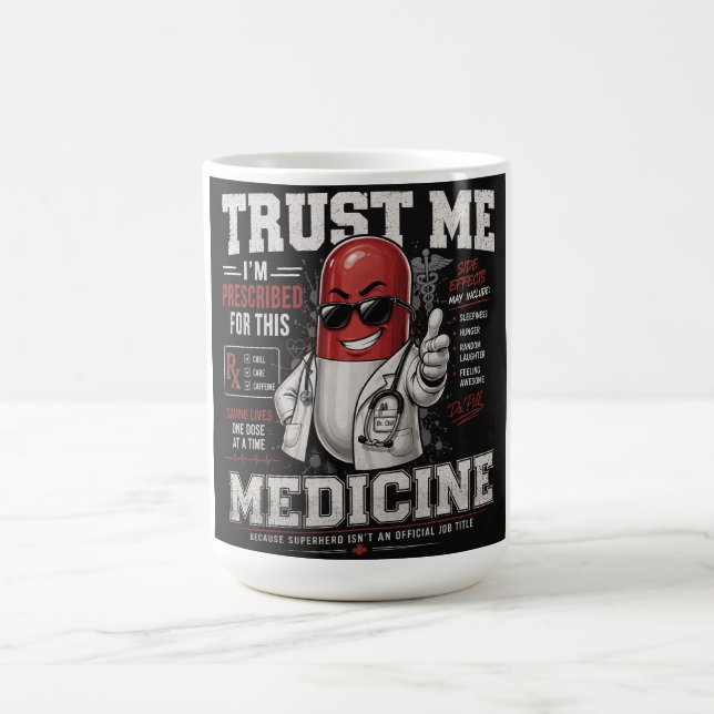 Mug Conception de pilule de super-héros de pouvoir (Centre)