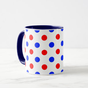 Mug Conception de points polka blancs rouges bleus 