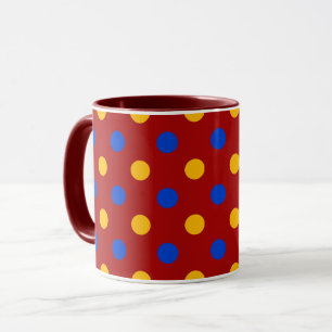 Mug Conception de points polka rouges bleus jaunes 