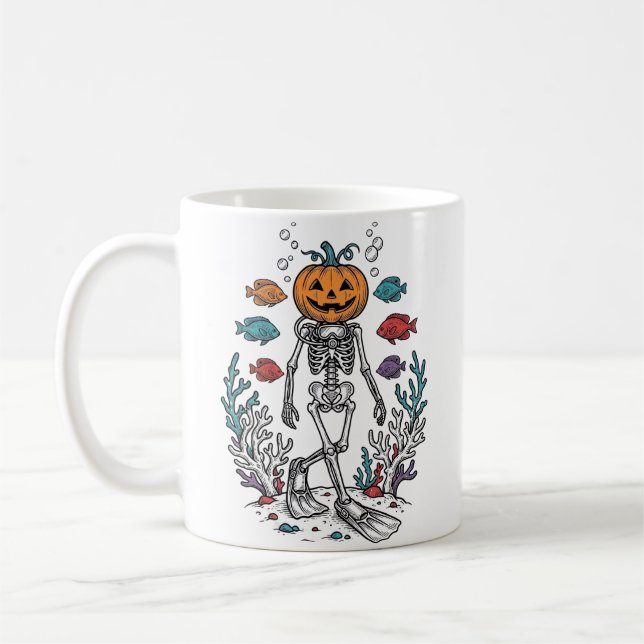 Mug Conception de Poisson de Plongeur de Squelette de  (Gauche)