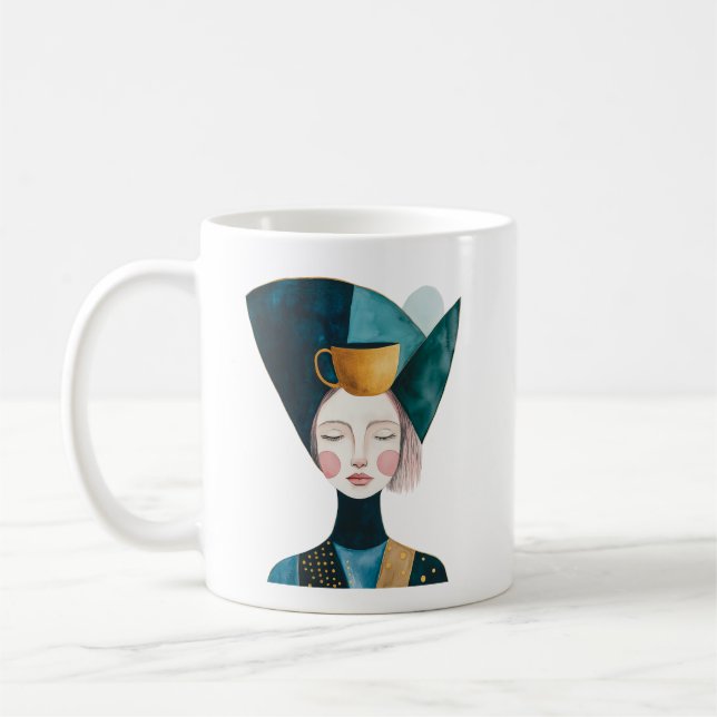 Mug Conception de portrait féminin Abstrait (Gauche)