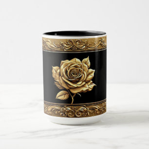 Mug Conception de rose artistique dorée avec détails o