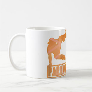 Mug Conception de saut de parkour avec un homme qui sa