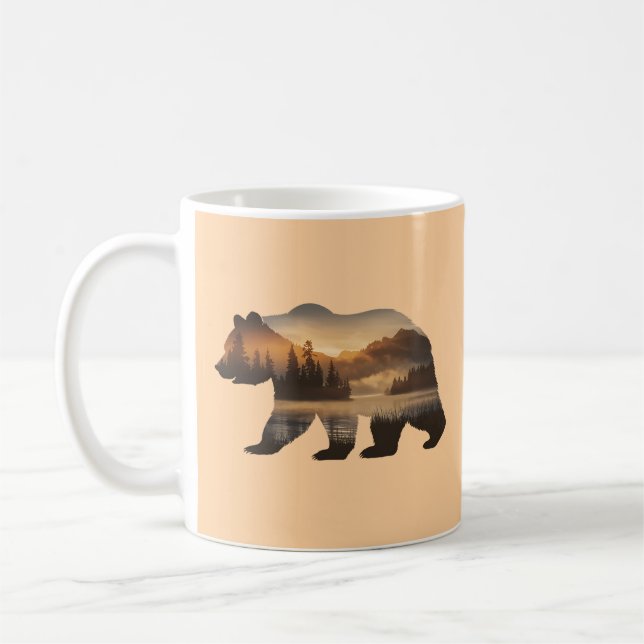 Mug Conception de silhouette d'ours avec vue sur couch (Gauche)