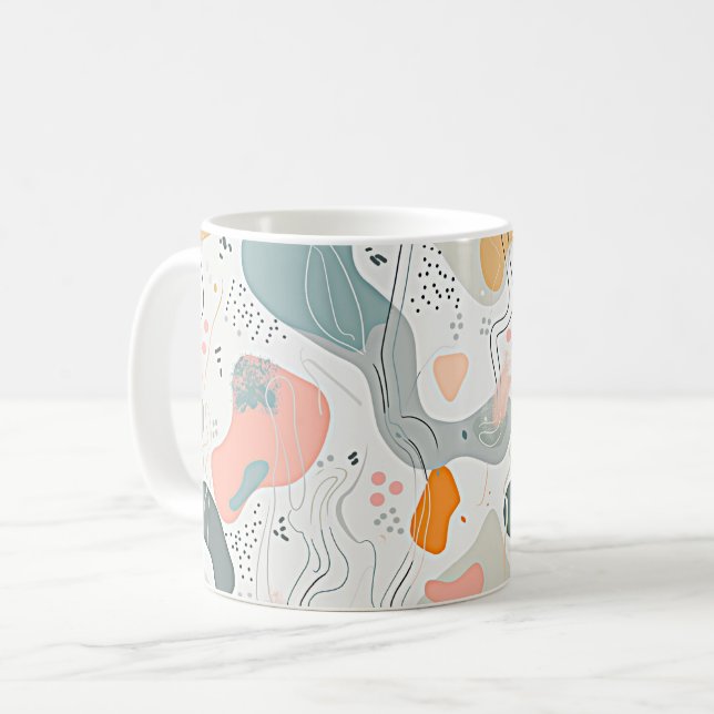 Mug Conception de style Memphis à motif transparent, f (Devant gauche)