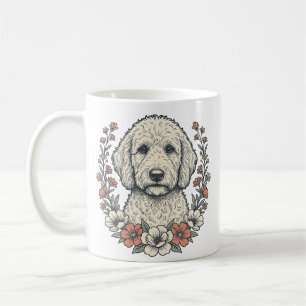 Mug Conception de T-Shirt de portrait de chien bouclé