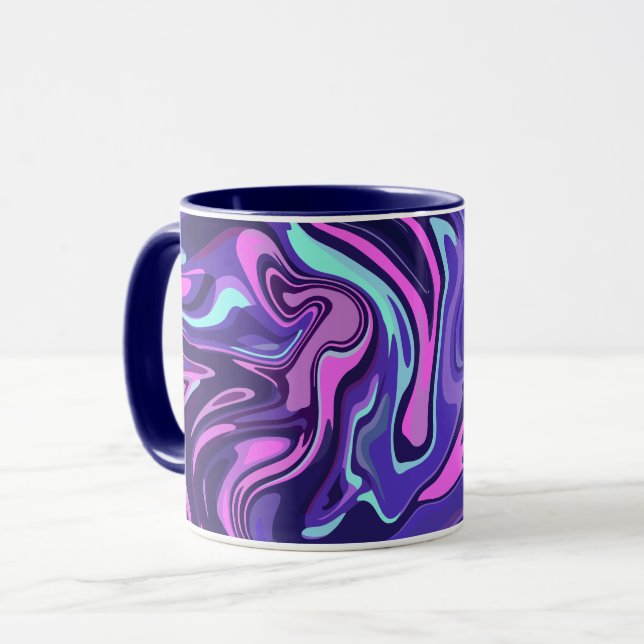 Mug Conception de tourbillon fluide en violet, rose et (Devant gauche)