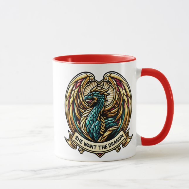Mug Conception de verre de tôle dragon enchâssée (Droite)