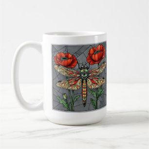 Mug Conception de vitrail de libellule œil de pavot vi
