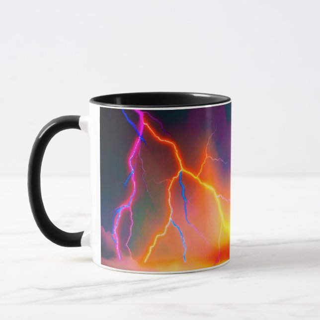 Mug Conception d'éclair de néon frappé par un orage éc (Gauche)